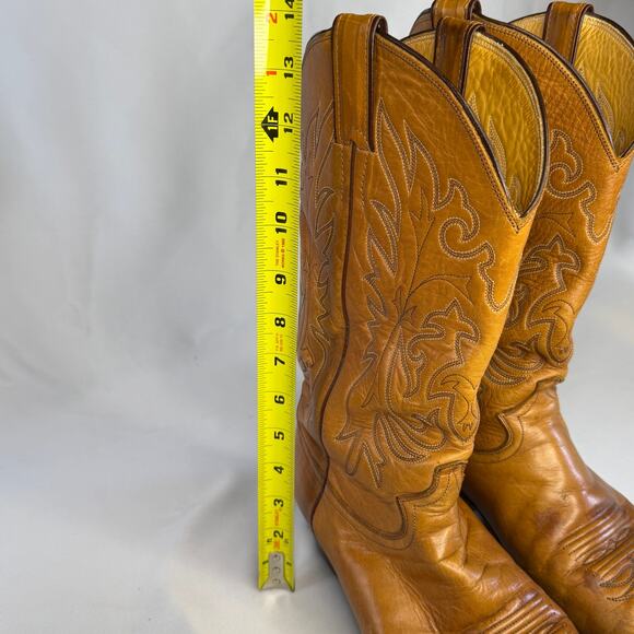 Vintage Justin Style 2521 Honey Tan Leather Cowboy Boots - Men\'s Size 10 D